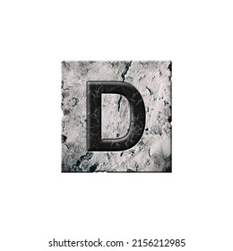 Letter D. Alphabet on stone blocks. Isolated on white background. Education. Design element.