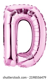 Letter D In Pink Mylar Balloon Isolated On White