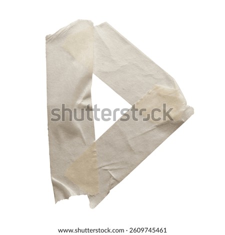 Letter D or triangle shape made of off-white color masking tape on white background with clipping path
