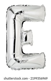 Letter E In Silver Mylar Balloon Isolated On White