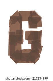 Letter G. Alphabet Made Out Of Brown Tape Isolated On A White Background