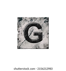 Letter G. Alphabet on stone blocks. Isolated on white background. Education. Design element.