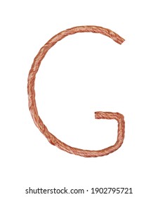 Letter G Made Of Copper Wire  Isolated On White Background