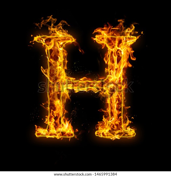 Letter H Fire Flames On Black Stock Photo Edit Now