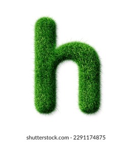 A letter h with grass on a white background, eco text effect, isolated letter with grass effect high quality