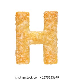 Letter H Made Made From Baked Dough Or Cookie Isolated On White Background