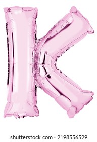 Letter K In Pink Mylar Balloon Isolated On White