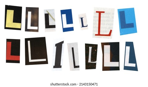 letter l magazine cut out font, ransom letter, isolated collage elements for text alphabet. hand made and cut, high quality scan. halftone pattern and texture detail. newspaper and scraps - Shutterstock ID 2143150471