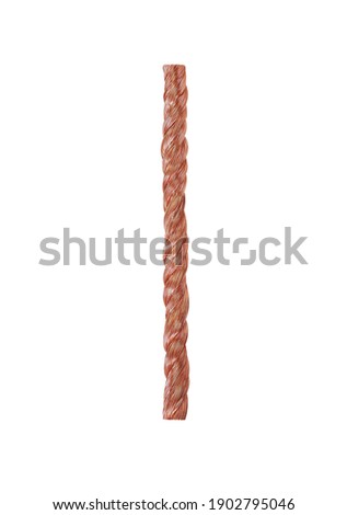 Letter I made of copper wire  isolated on white background