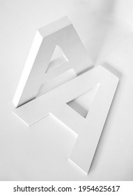 Letter A made from white PVC isolated on a white background.