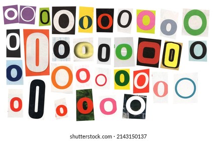 letter o magazine cut out font, ransom letter, isolated collage elements for text alphabet. hand made and cut, high quality scan. halftone pattern and texture detail. newspaper and scraps - Shutterstock ID 2143150137