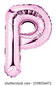 Letter P In Pink Mylar Balloon Isolated On White