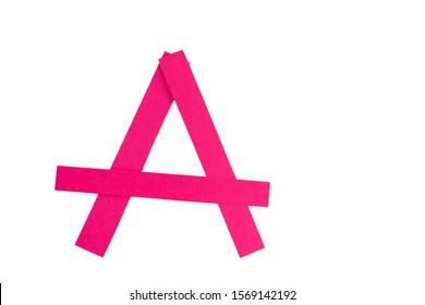 Letter A from parts of red paper.