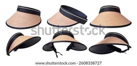 letter pattern straw hat large brim sunscreen sun visor hat. Straw visor hat with black band. Handcrafted woven straw visor hat for summer