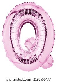 Letter Q In Pink Mylar Balloon Isolated On White