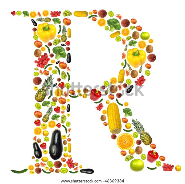 Letter R Made Fruit Vegetable Stock Photo (Edit Now) 46369384