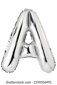 Letter A In Silver Mylar Balloon Isolated On White