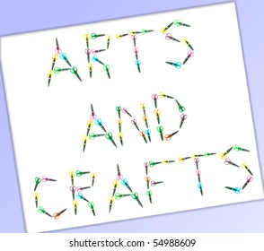 The letter A spelled using craft scissors, isolated against a white background.