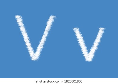 Letter V From Real Clouds Shapes. Cloud Alphabet