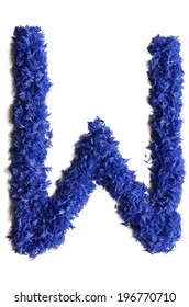 Letter W Made Of Flowers (cornflowers) Isolated On White Background - Stock Photo