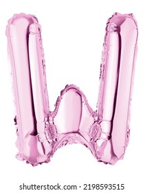 Letter W In Pink Mylar Balloon Isolated On White