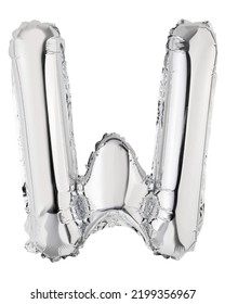 Letter W In Silver Mylar Balloon Isolated On White