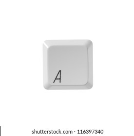 The letter A from a white computer keyboard