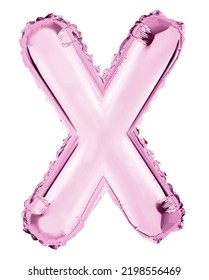 Letter X In Pink Mylar Balloon Isolated On White