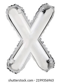 Letter X In Silver Mylar Balloon Isolated On White