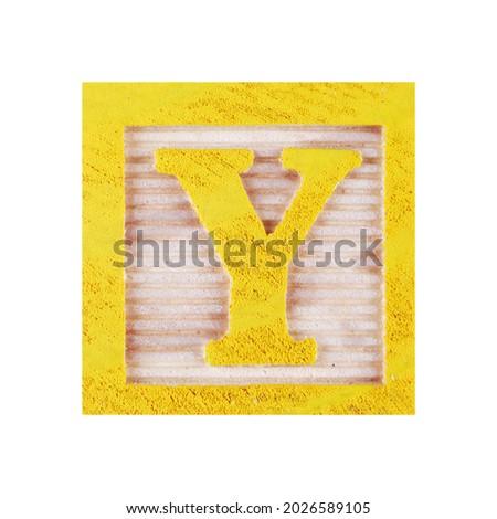 Letter Y childs wood block on white with clipping path