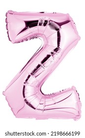 Letter Z In Pink Mylar Balloon Isolated On White