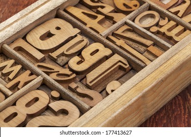 Letterpress Wood Type Blocks In A Typesetter Drawer