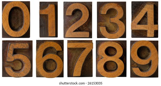 Letterpress Wooden Block Numbers 1 Through 9