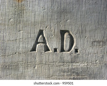 Letters A.D. - Anno Domini On The Wall Of An Old Church