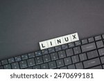 letters of the alphabet with the word linux. Internet concept. Linux is a family of open-source Unix-like operating systems based

