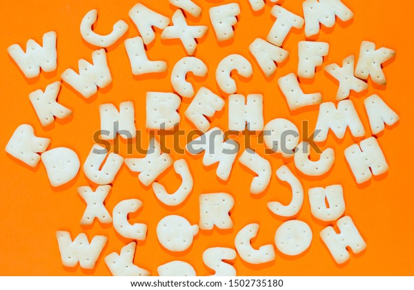 Letters Fonts Cookies On Orange Background Stock Image Download Now