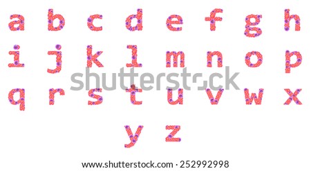 Letters made of flowers, English alphabet, colorful flower font