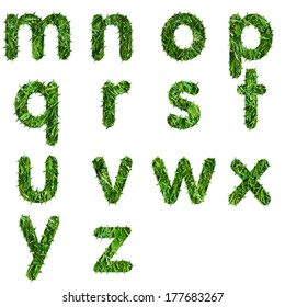 Letters Mnopqrstuvwxyz Made Green Grass Isolated Stock Photo 177683267 ...