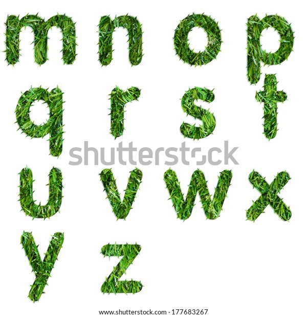 Letters Mnopqrstuvwxyz Made Green Grass Isolated Stock Photo Edit Now