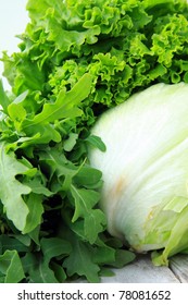 Lettuce, Arugula And Iceberg Lettuce Are Three Types Of Salat