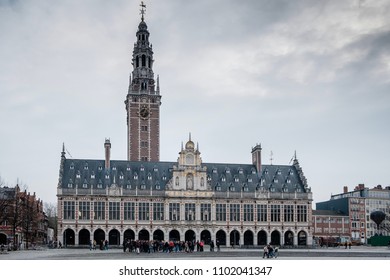 Leuven, Belgium - February 8, 2018: Library Of The Catholic University Of Louvain (Katholieke Universiteit Leuven (KUL)) In Belgium At The Monseigneur Ladeuzeplein.