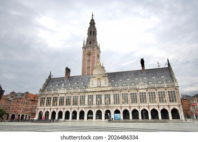 Leuven  Flanders Belgium  09 17 2021 Very Famous Leuven Library Of The Old University In Belgium Named Ladeuze Library.