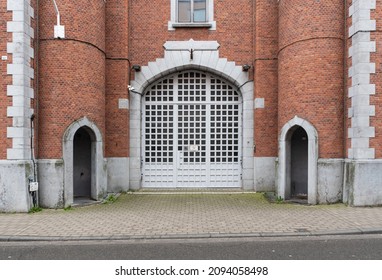 Leuven, Flemish Brabant, Belgium - 12 18 2021: Entrance of the prison for preliminary imprisonment