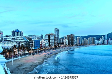 Levante Beach In Benidorm Is Characterized By Its High Buildings And The Nightlife Enjoyed By Locals And Foreign Tourists