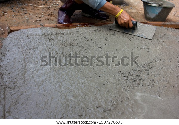 Leveling Screeding Concrete Floor Base Square Stock Photo Edit