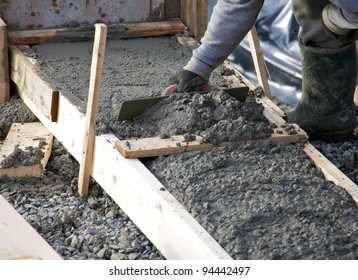 Levelling Concrete Footings For The Foundation Of A House Under Construction