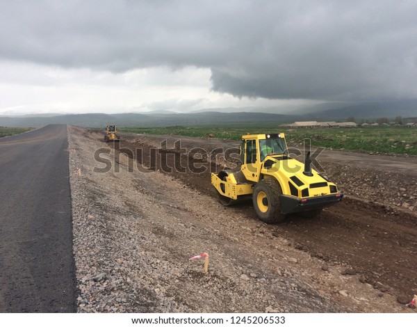 Levelling Soil Compaction Works Motor Grader Stock Photo 1245206533 ...