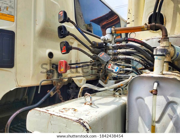 Lever for steering Of the crane on the truck For\
lifting large items
