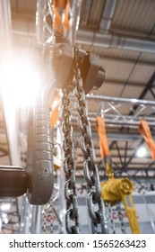 Lever Winch. Tal Lever. Manual Chain Hoist. Shallow Depth Of Field. Focus On Chain Link