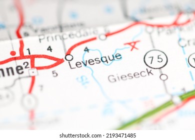 Levesque. Arkansas. USA On A Geography Map